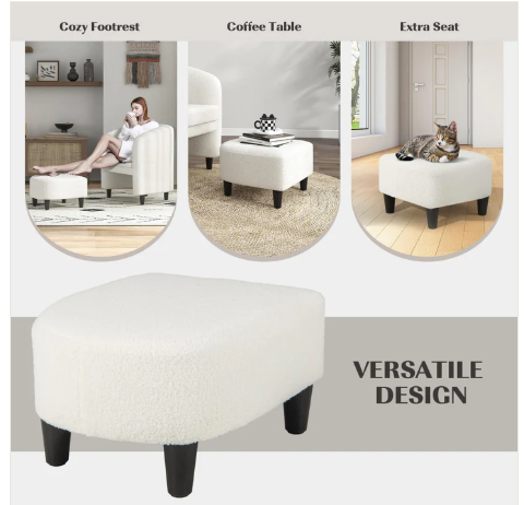 Sherpa Chair with Ottoman - White, customer return special, slightly marked