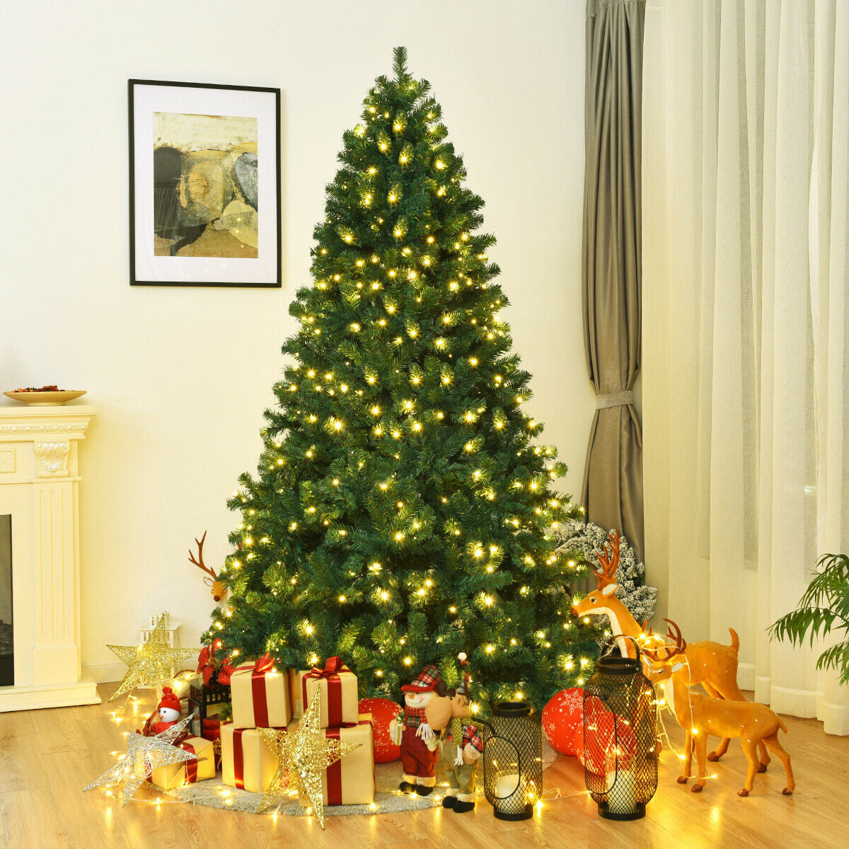 7.5 Feet PVC Artificial Christmas Tree with LED Lights-7.5 ft - FINAL SALE