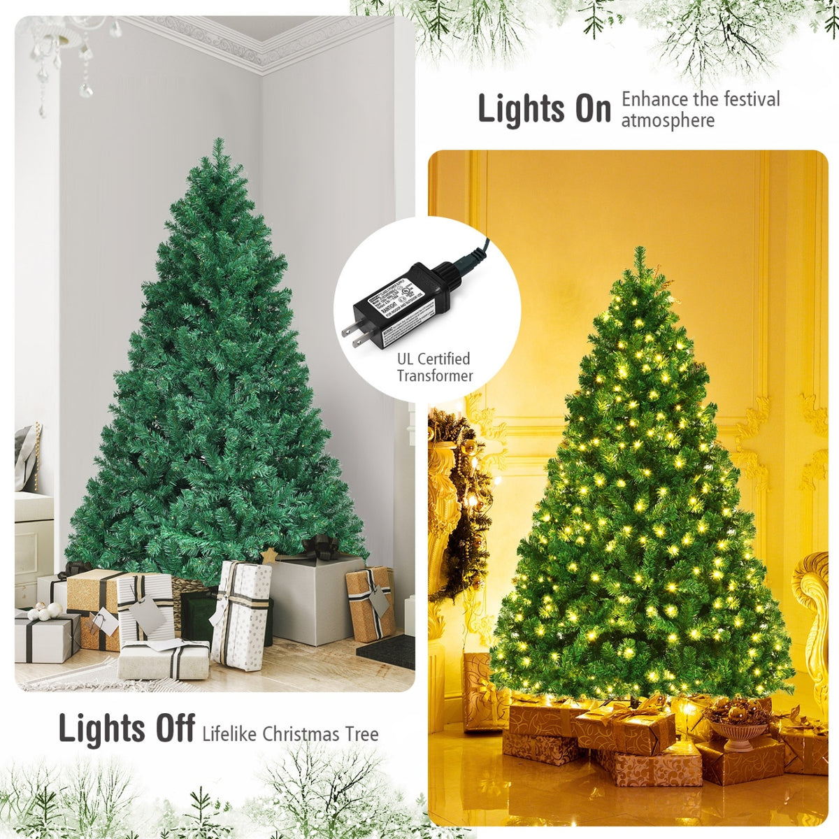 7.5 Feet PVC Artificial Christmas Tree with LED Lights-7.5 ft - FINAL SALE