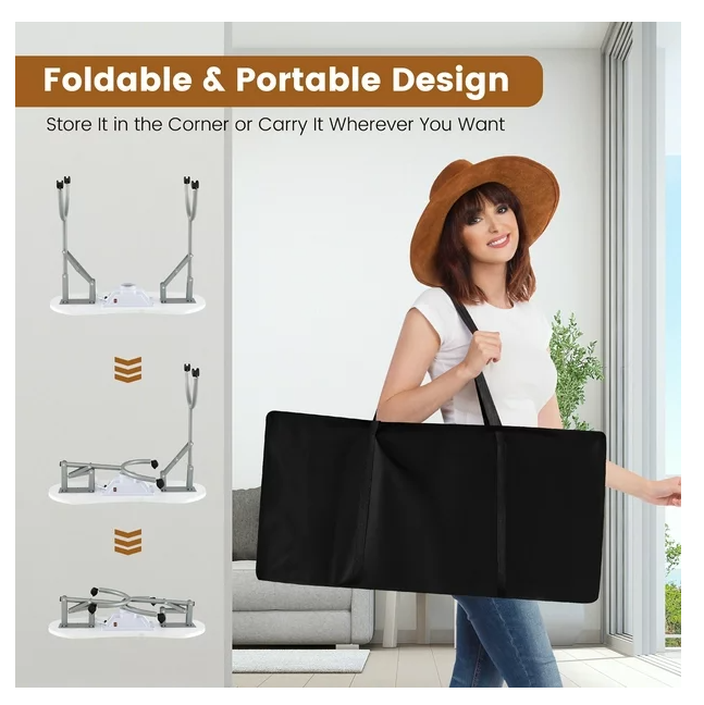 Manicure Nail Table with Bendable USB-plug LED Table Lamp-White (No Carry Bag)