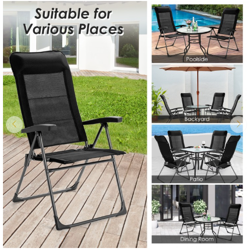 Patio Chair with Adjust Back and Headrest-Black