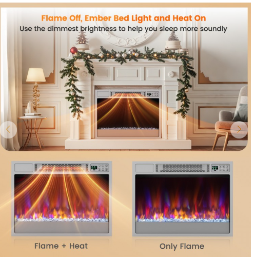 23 Inch 1500W Recessed Electric Fireplace Insert with Remote Control - Silver