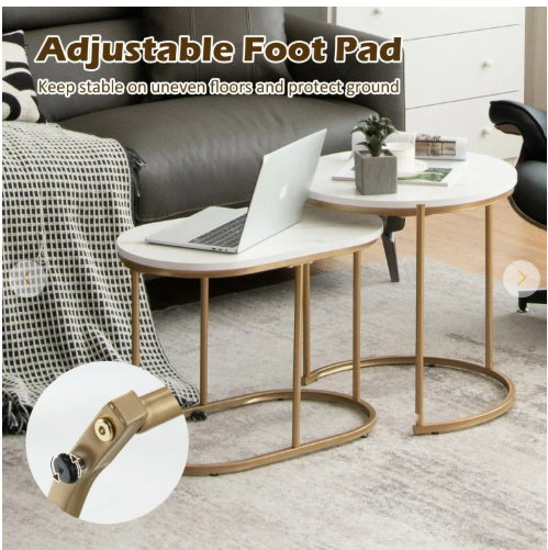 Modern Marble Look Stacking Nesting Coffee Table Set (Assembled)