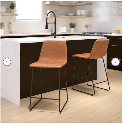 Liekele Commercial Grade LeatherSoft Upholstered Bar & Counter Stools (Set of 2)
