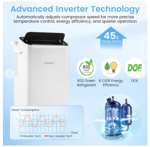 SPECIAL - 14000 BTU Inverter Portable Air Conditioner 3 in 1 Wifi Enabled AC Unit (1 Box)