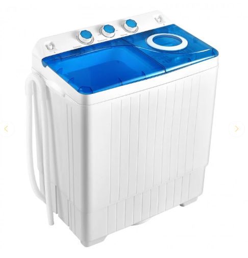 26lbs Portable Semi-Automatic Twin Tub Washing Machine with Drain Pump- Blue/White