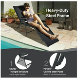 Patio Folding Chaise Lounge Chair Outdoor Portable Reclining Lounger Beach Black
