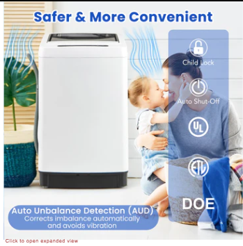 Full-Automatic Washing Machine Washer and Spin Combo, 11lbs Capacity, Drain Pump, White