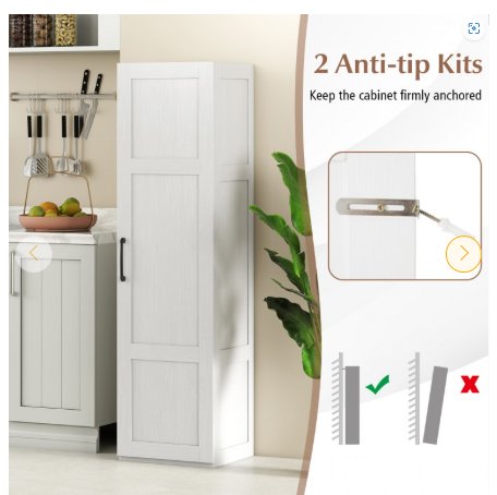 Tall Storage Cabinet with 4 Storage Shelves for Bathroom Living Room