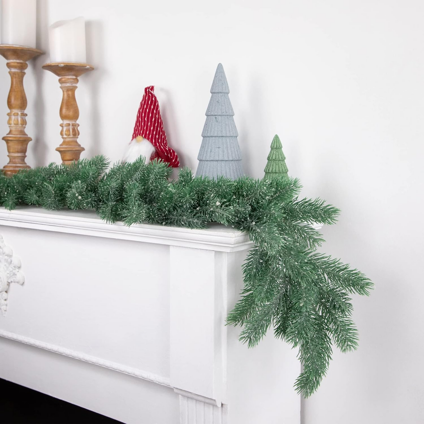 Northlight 76" x 7" Frosted and Dusted Green Pine Artificial Christmas Garland - Unlit