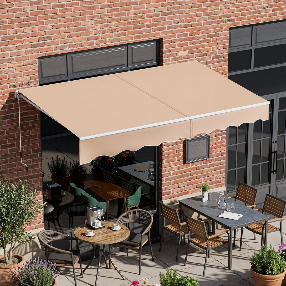 TEST NOT FOR SALE 8FT × 6.5FT Retractable Aluminum Patio Sun Awning-Beige