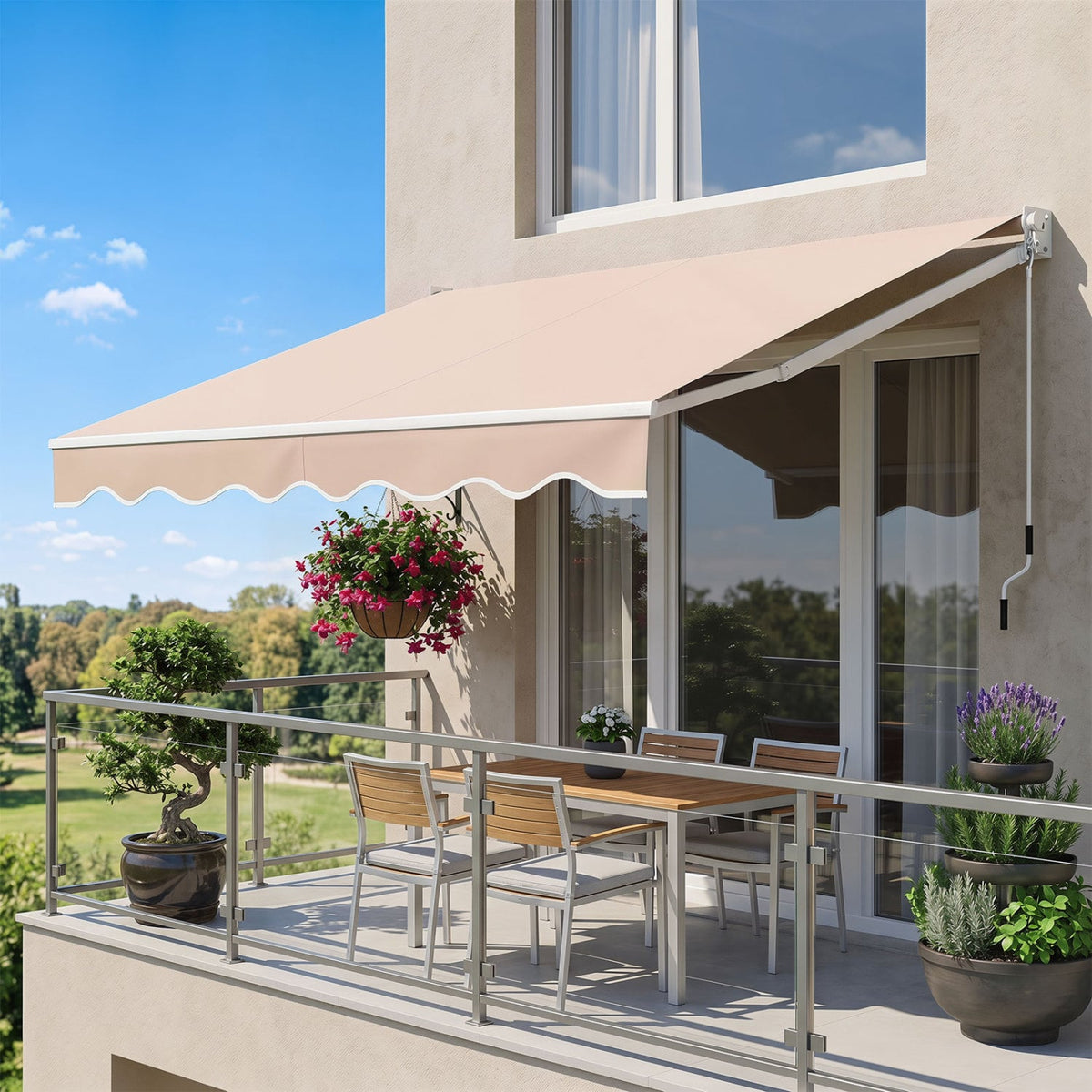 TEST NOT FOR SALE 8FT × 6.5FT Retractable Aluminum Patio Sun Awning-Beige