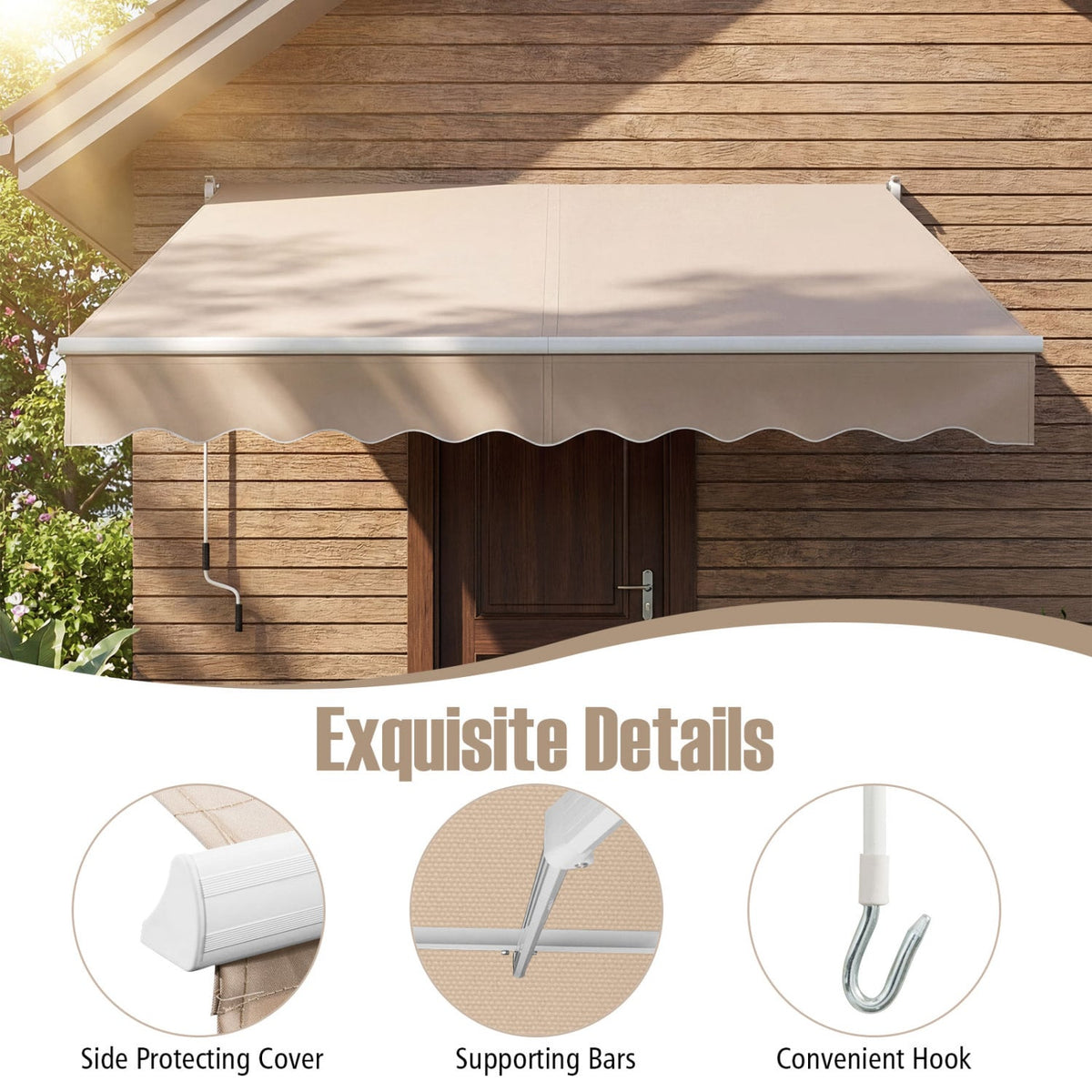 TEST NOT FOR SALE 8FT × 6.5FT Retractable Aluminum Patio Sun Awning-Beige