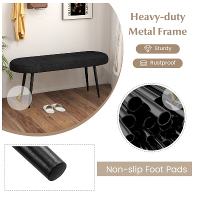47 Inch Upholstered Entryway Bench with Heavy-duty Metal Frame