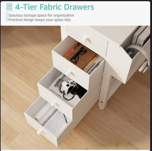 L-Shaped Computer Desk with Drawers & Storage Shelves - Scratch and Dent -(Fully Assembled)