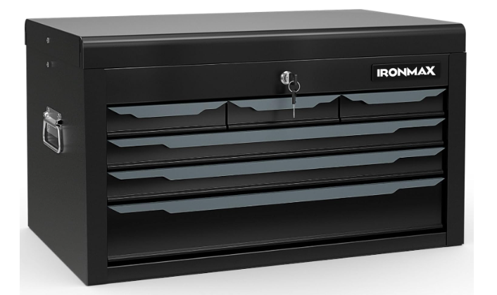 IRONMAX 6 Drawer Tool Box, 24" Lockable Toolbox with Top Tray (Scratch and Dent)