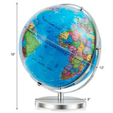 13" Illuminated World Globe 720° Rotating Map with LED Light - HW63198