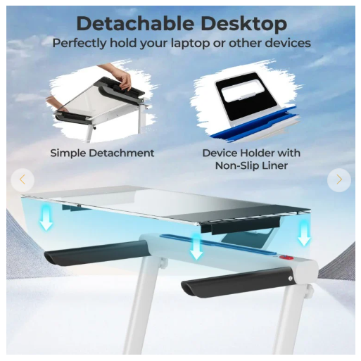 3-in-1 Foldable Treadmill with Removable Desk Workstation and Remote Control (Max 220lbs)