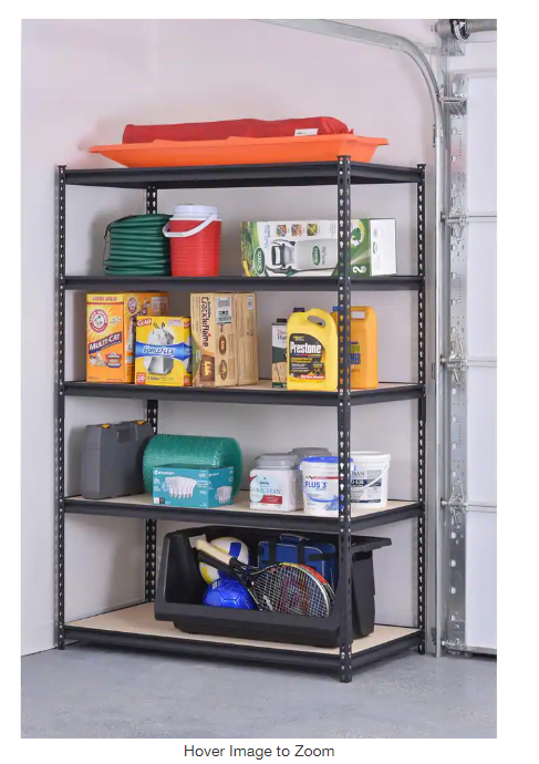 5-Tier Heavy Duty Steel Garage Storage Shelving Unit in Black - Unassembled