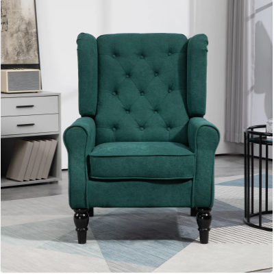 Fabric Accent Chair, Button Tufted Armchair, Dark Green (Assembled)