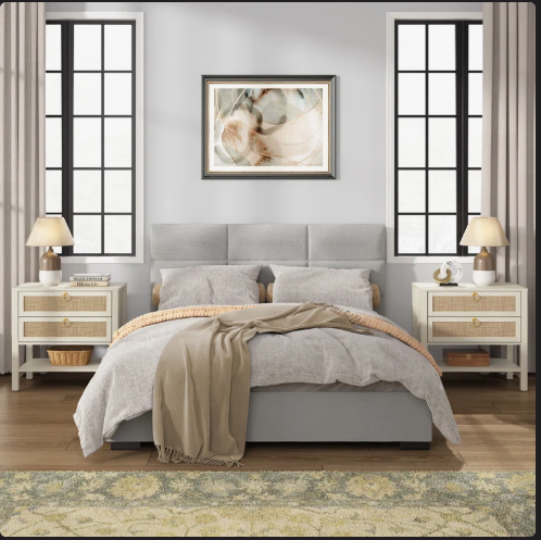 SET of 2 - Pomodoro Rattan Nightstand With 2-Drawer And 1 Open Shelf (Fully Assembled)