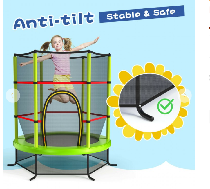 55 Inch Kids Trampoline Bouncing Jumping Mat with Enclosure Net - Customer Return