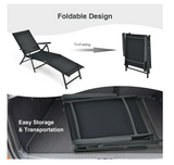 SPECIAL, Patio Folding Chaise Lounge Chair Outdoor Recliner, Black, 1 Box, unassembled