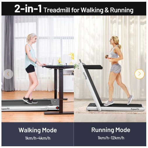 Special - 2.25 HP 2-in-1 Folding Walking Pad Treadmill and App Control (MAX 265lbs) [Shipping Damage]