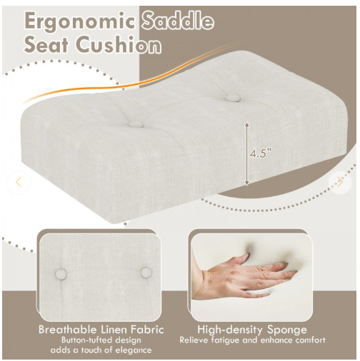 4-Piece Bar Table Set with Power Outlet and Upholstered Saddle Seat Stools (Fully Assembled)