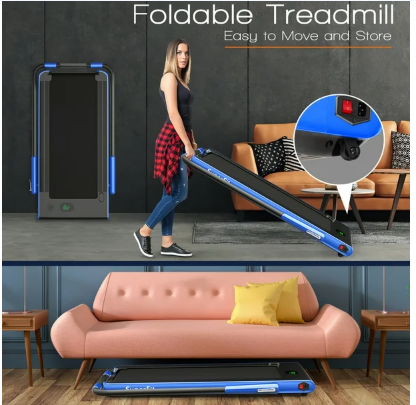 CLEARANCE SPECIAL-Folding Under Desk Treadmill-Blue(Max265 LBS)-Shipping Damage