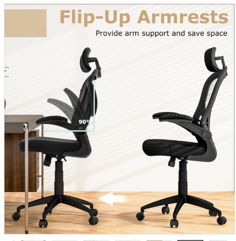 Ergonomic Mesh Office Chair, Home Office Desk Chair with Adjustable Headrest and Lumbar Support