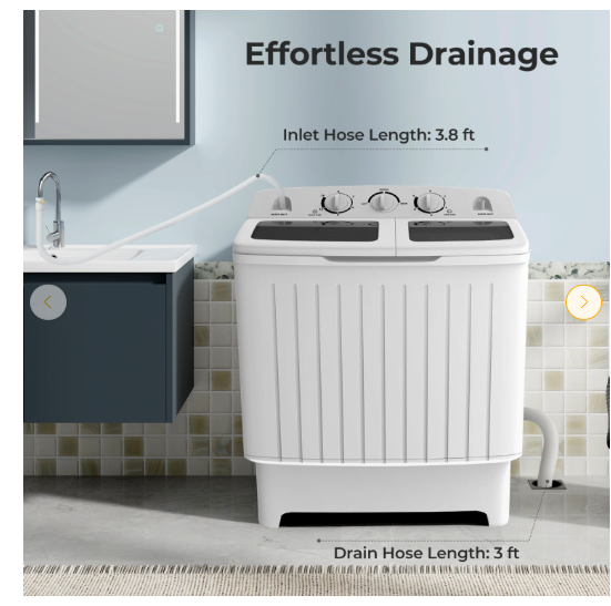 20 lbs Portable Washing Machine with Built-in Gravity Drain - Blue/White