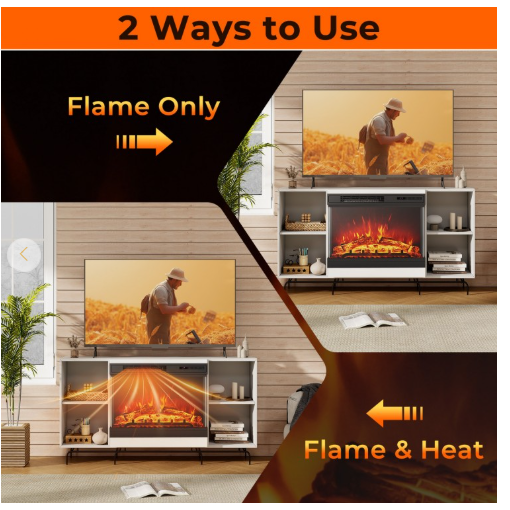 24 Inches 3-Sided Glass Electric Fireplace Heater with Remote Control