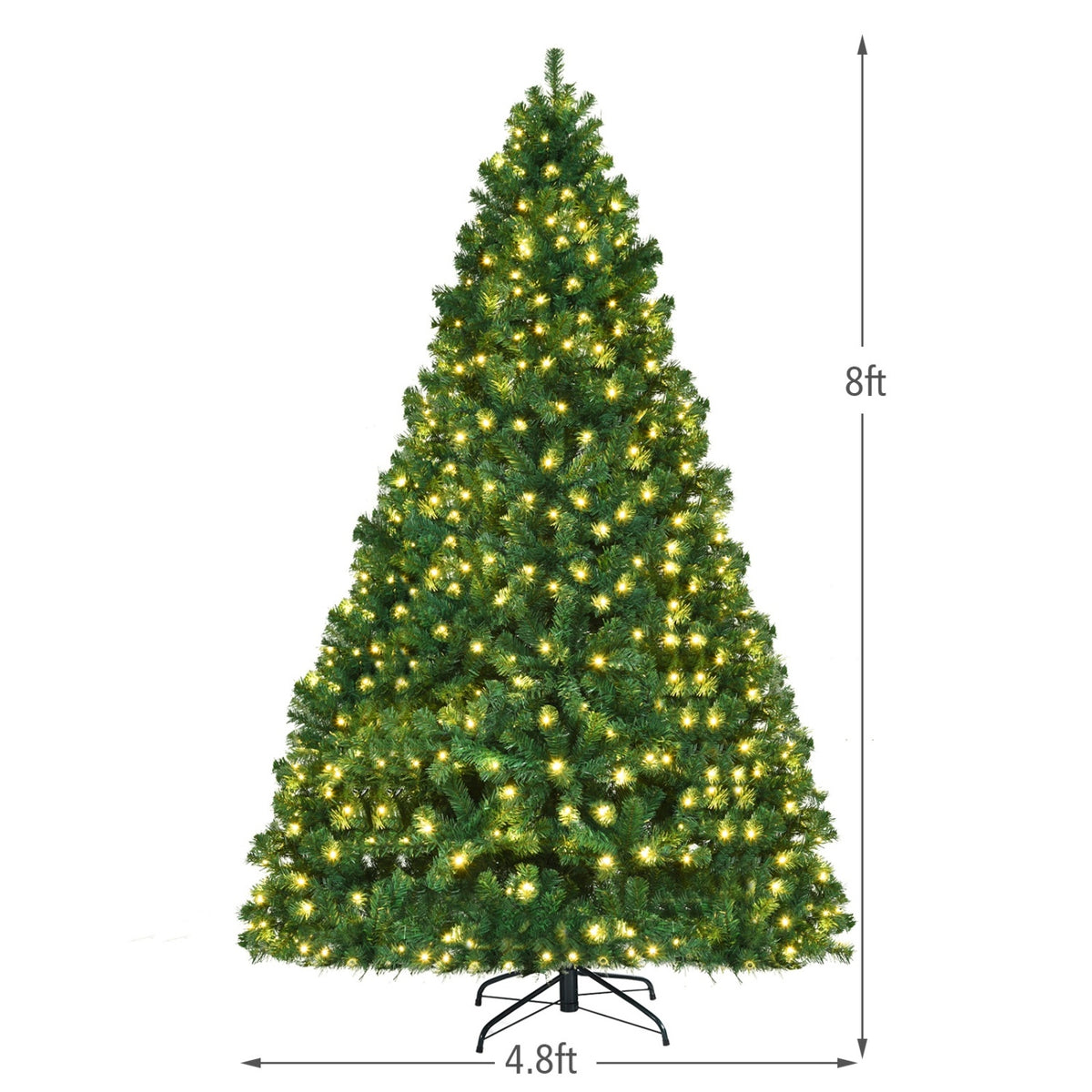 8 Feet PVC Artificial Christmas Tree with LED Lights-8 ft - FINAL SALE