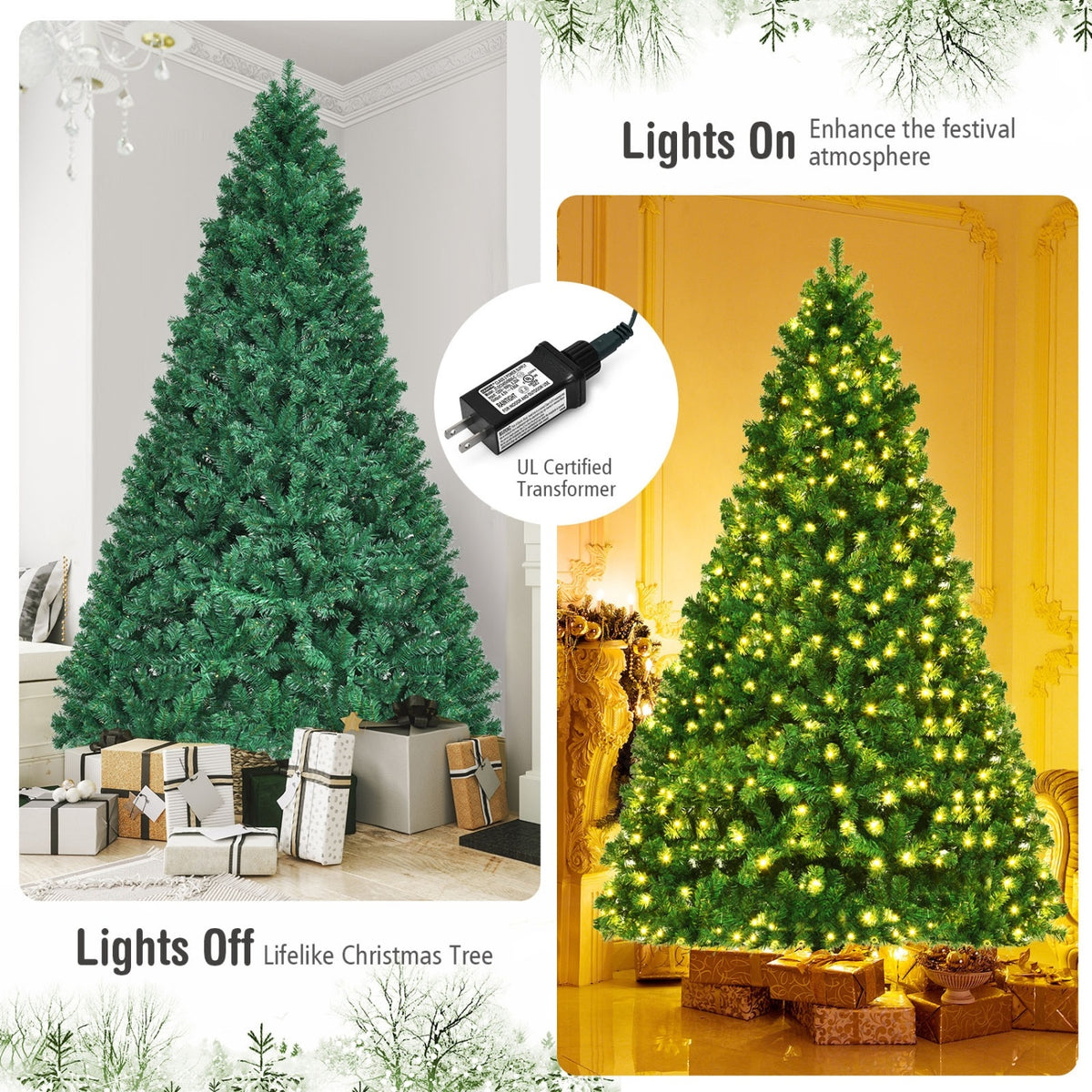 8 Feet PVC Artificial Christmas Tree with LED Lights-8 ft - FINAL SALE