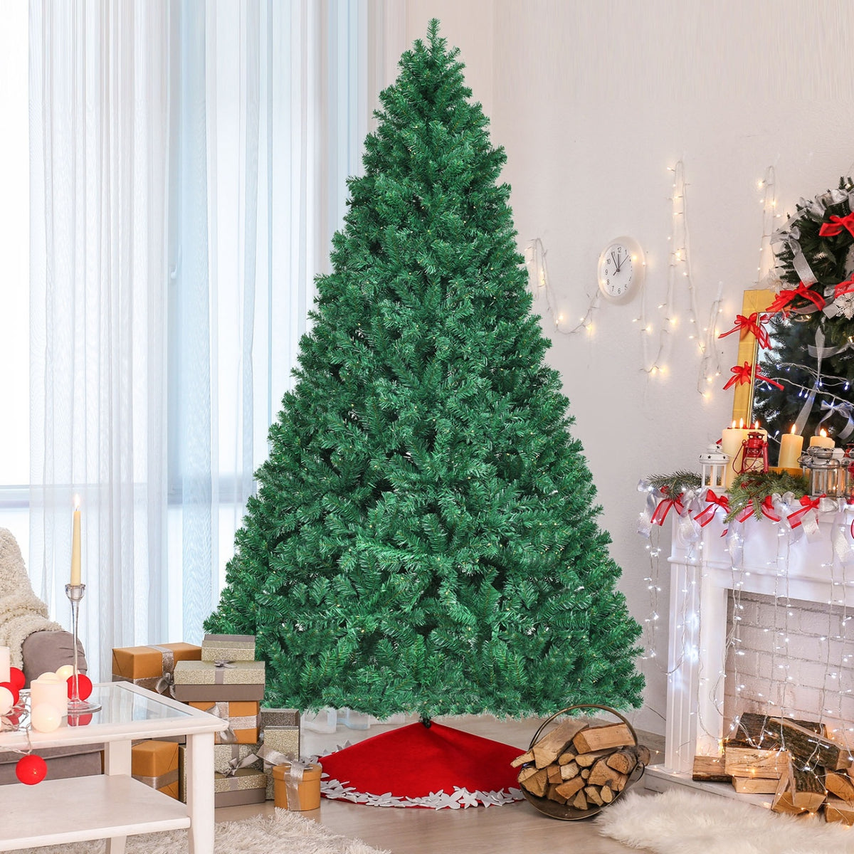 8 Feet PVC Artificial Christmas Tree with LED Lights-8 ft - FINAL SALE