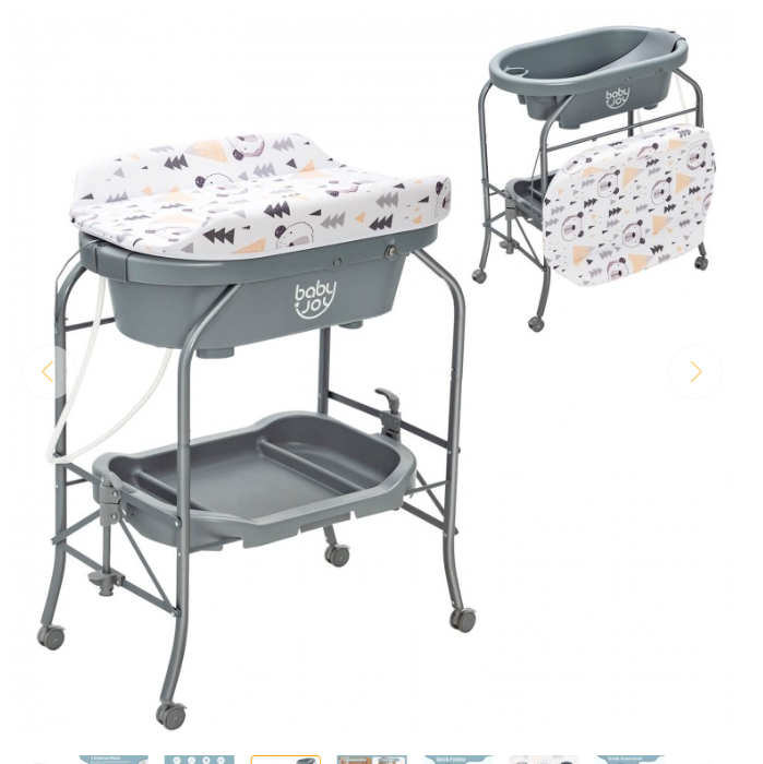 Folding Baby Changing Table with Bathtub and 4 Universal Wheels
