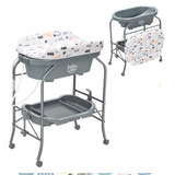 Folding Baby Changing Table with Bathtub and 4 Universal Wheels - Assembly Required