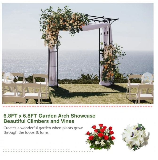 81 x 81 x 20 Inch Metal Garden Arch for Various Climbing Plant - Unassembled