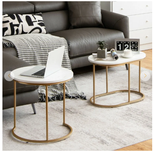 Modern Marble Look Stacking Nesting Coffee Table Set (Assembled)