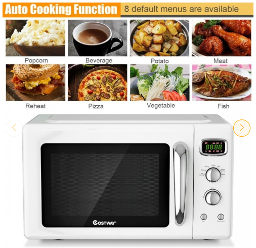 0.9 Cu.ft Retro Countertop Compact Microwave Oven-White