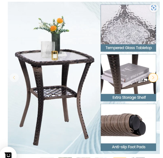 3 Pieces Outdoor Swivel Rocker Set with Small Side Table (1 Box, Unassembled)