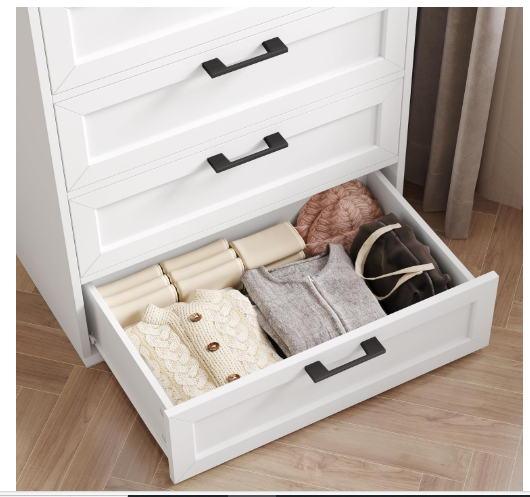 6 Drawer White Dresser, Tall White Dresser with Large Storage Space (Scratch and Dent)