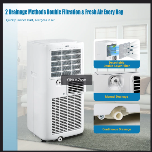 10000 Btu - 4-in-1 Smart Portable Air Conditioner, App Control, Cooling, Fan, Dehumidifier & Sleep Mode–  (Scratch and Dent)