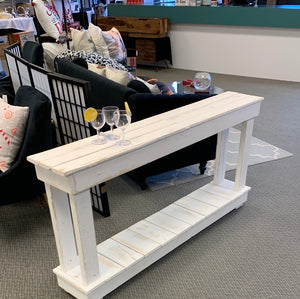 Country Charm Distressed Console Table, made with reclaimed wood,  White