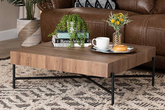 Baxton Studio Savion Walnut Brown Black Coffee Table*h 12in/w 32in/L 32in*