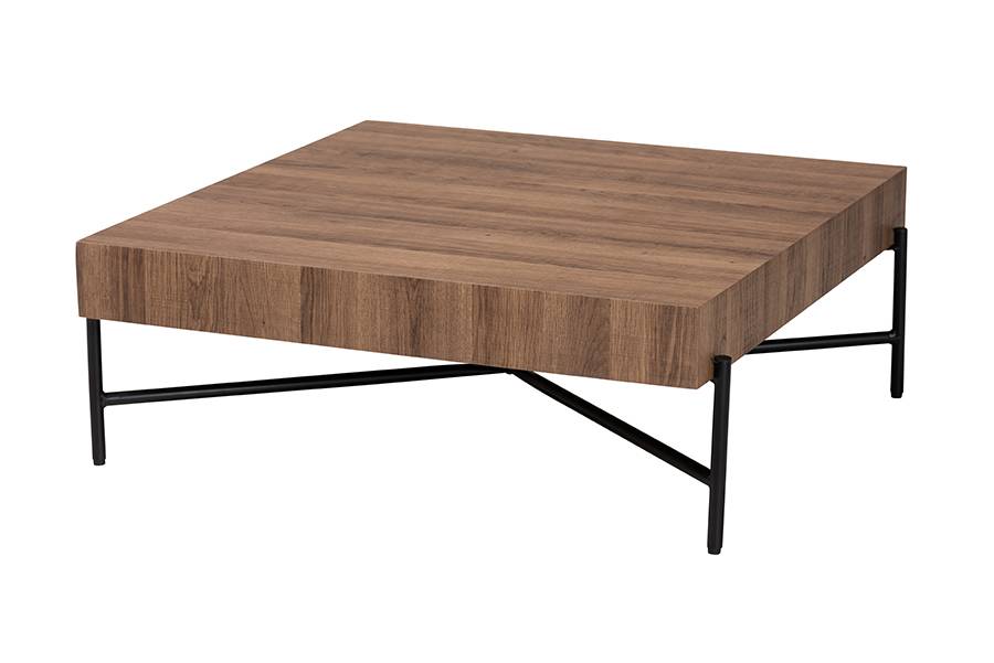 Baxton Studio Savion Walnut Brown Black Coffee Table*h 12in/w 32in/L 32in*