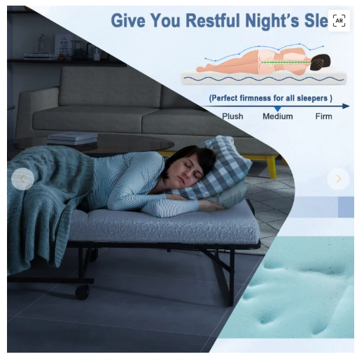 Twin Size Metal Folding Bed with Memory Foam Mattress, (1 Box, Unassembled