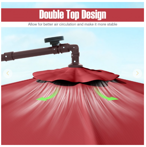 10 Feet Patio Offset Umbrella with 40 Solar-Powered LED Lights-Wine (Assembled)