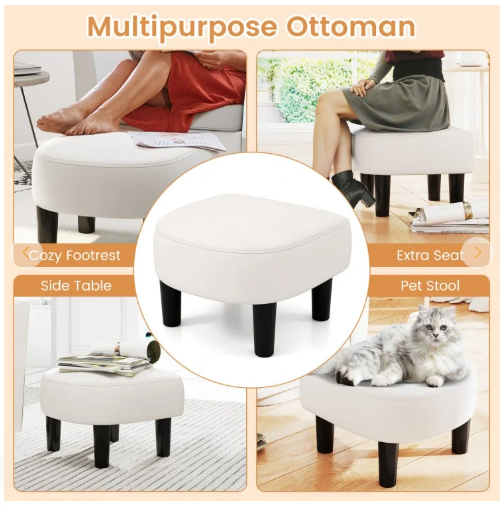 SPECIAL - Modern Club Swivel Accent Chair with Ottoman Footrest Curved Backrest (Cream White) [See Description]